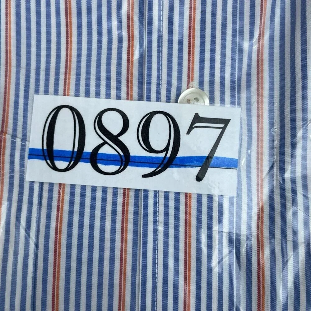 Banana Republic Mens Non-Iron Slim Fit Striped Dress Shirt Size L 0897